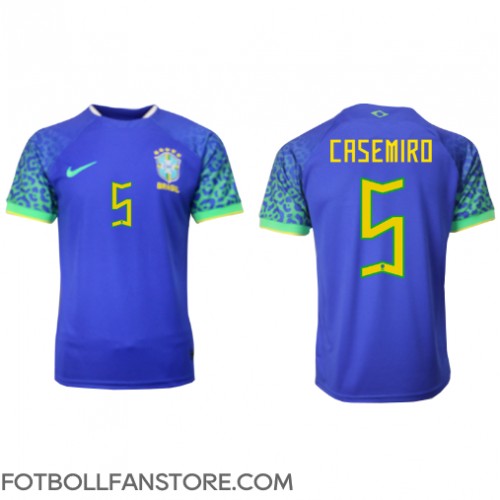 Brasilien Casemiro #5 Borta matchtröja VM 2022 Kortärmad Billigt